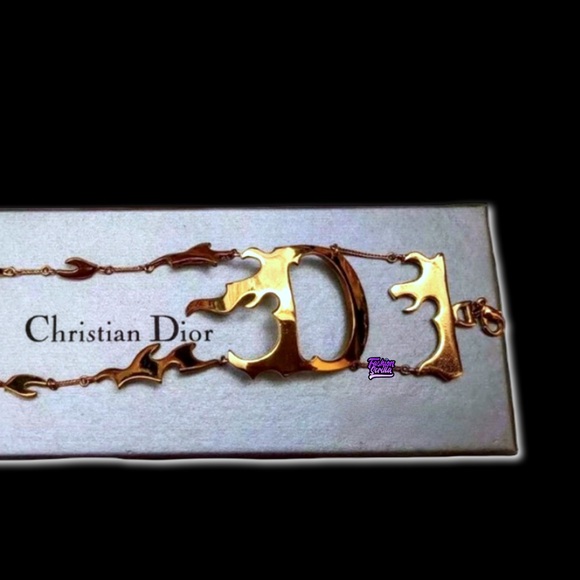 Dior John Galliano Gold Flaming βDβ Logo Runway Bracelet Cuff - Picture 8 of 11